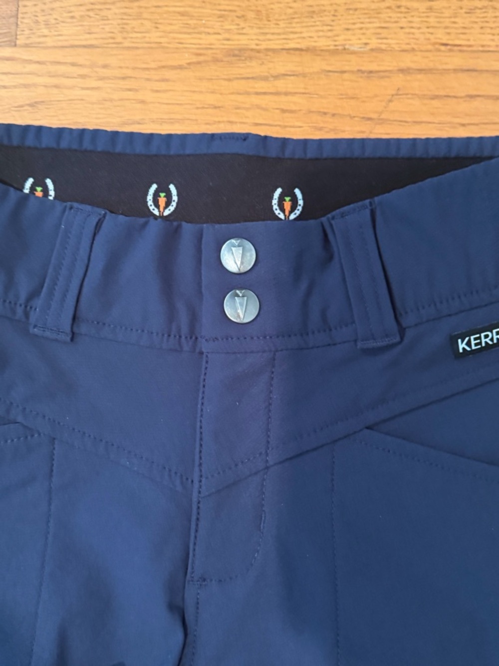 Kerrits Riding Tights Equestrian Leggings Knee Patch Grip Navy Horseback Pants - Picture 11 of 12